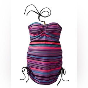 Liz Lange® for Target® Maternity Halter Tankini Swim Top – Pink/Black Size M